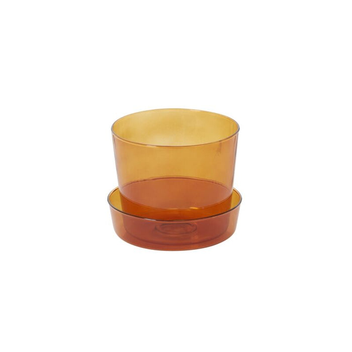 Amber Glass Planter and Saucer