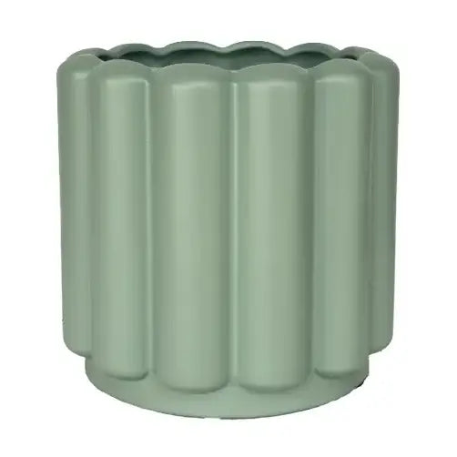 Flute Planter Matte Green