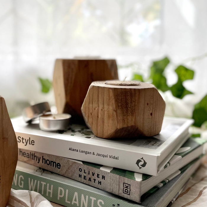 Geo Wooden Votive Candle Holder