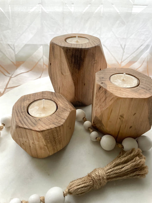 Geo Wooden Votive Candle Holder