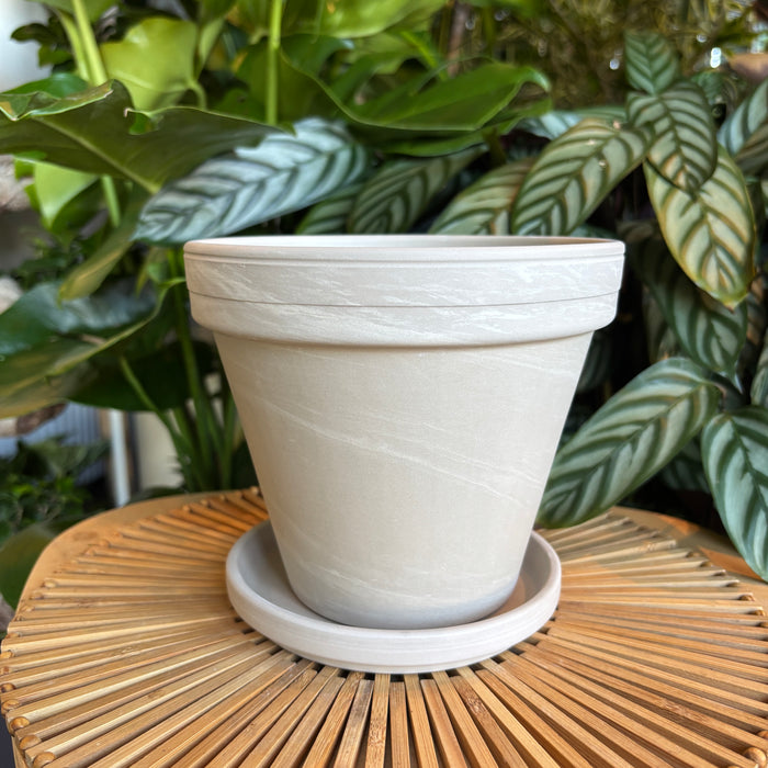 Marble Terracotta Planter with Water Saucer