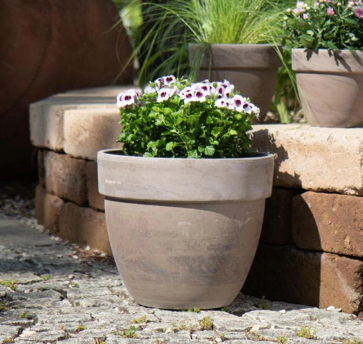 Rounded Dark Marble Terracotta Planter with Water Saucer