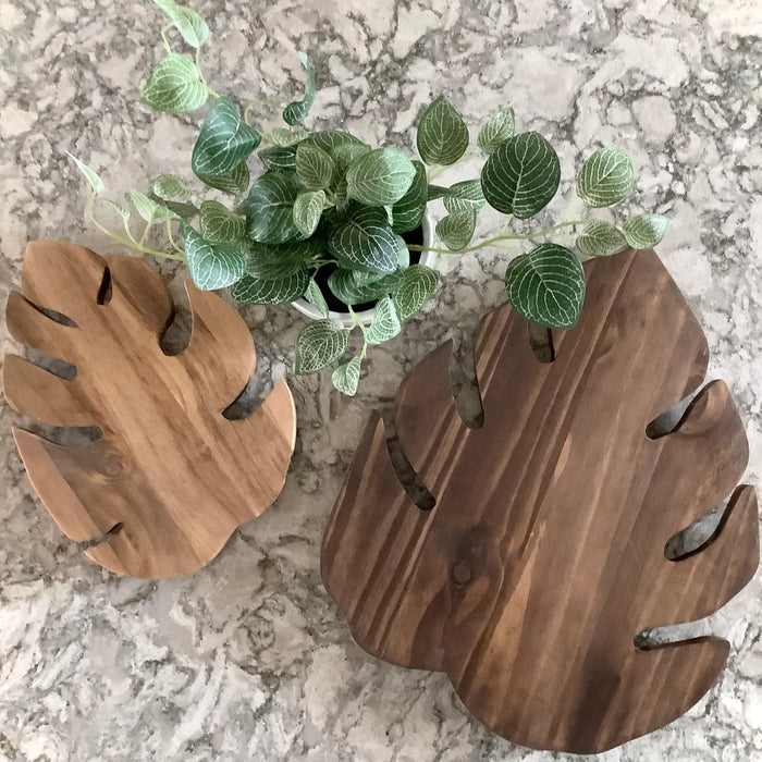 Wooden Monstera Trivet Tray