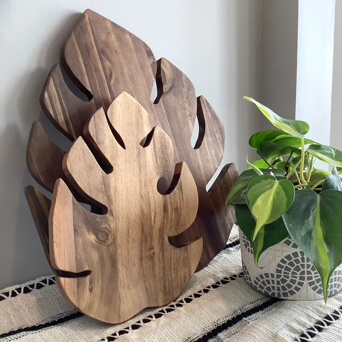Wooden Monstera Trivet Tray