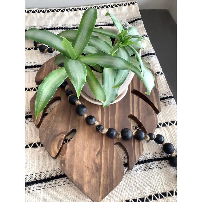 Wooden Monstera Trivet Tray