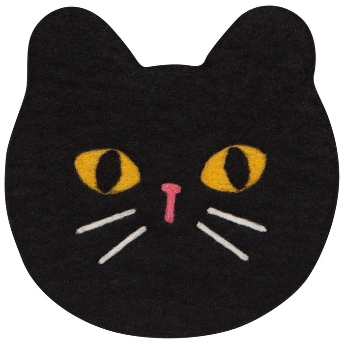 Black cat shaped felt wool trivet