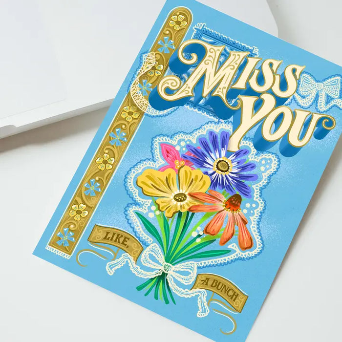 Thinking of You Vintage Flowers Card - Miss You