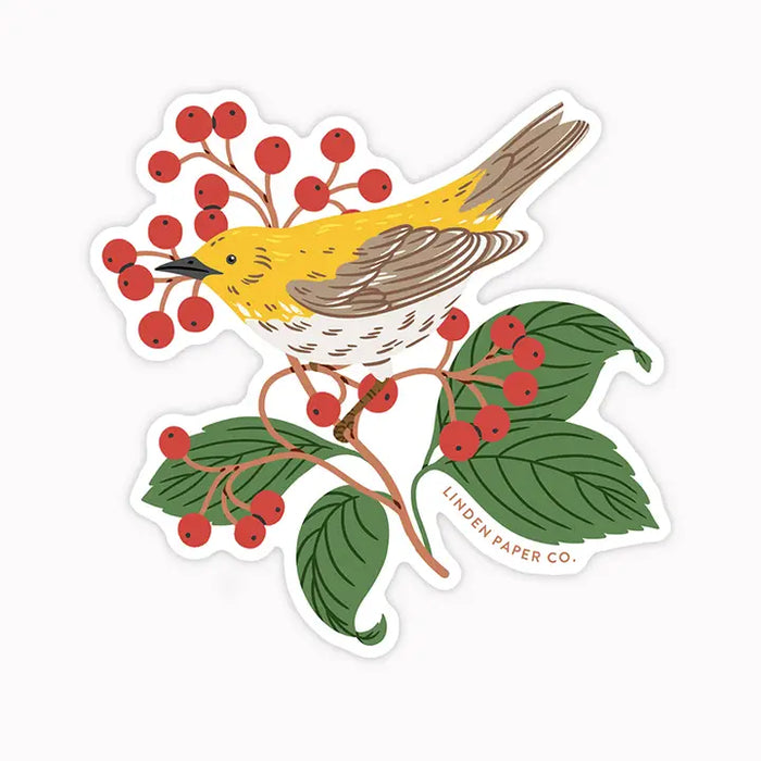 Warbler and Berries Sticker