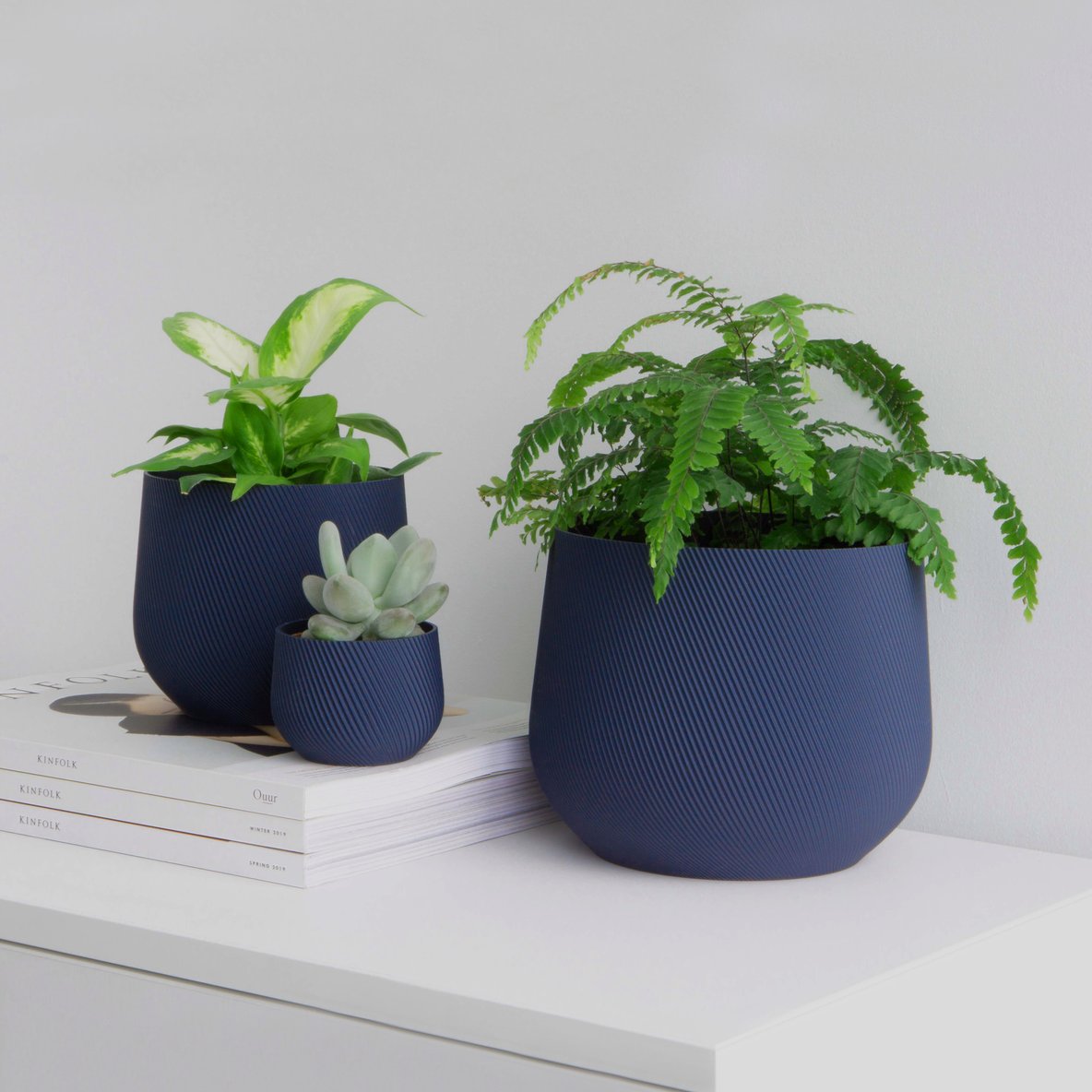 navy blue indoor plant pot Midnight Blue Juniper Planter – VI Plant Shop