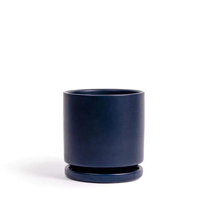 Indigo Cylinder Pot with Water Tray