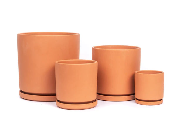 Terracotta Cylinder Pot with Water Tray