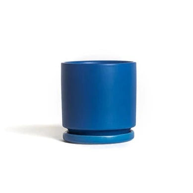 Ink Blue Cylinder Pot with Water Tray