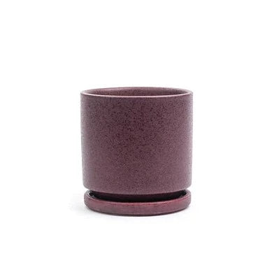 Textured Bordeaux Cylinder Pot with Water Tray