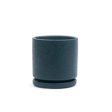 Textured Indigo Cylinder Pot with Water Tray