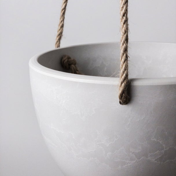 White Signature Stone Hanging Planter