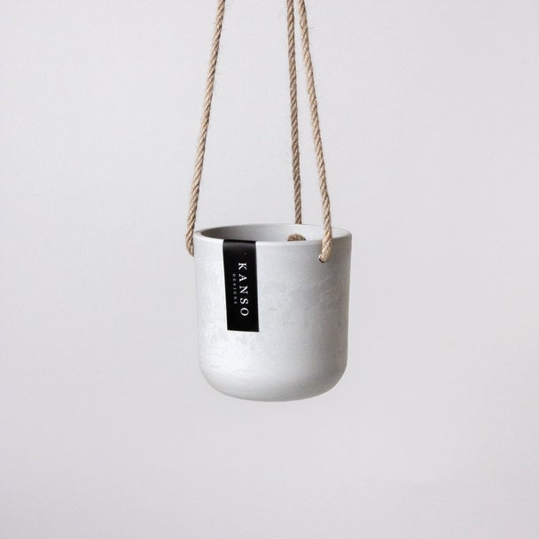 White Signature Stone Hanging Planter